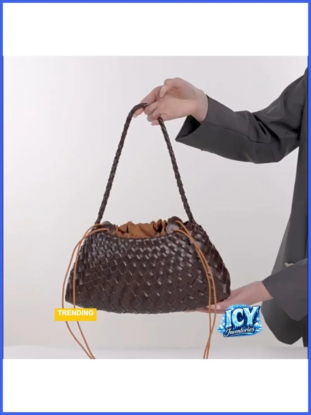 Vegan Leather Woven Hobo Shoulder Bag Handbag Tote
